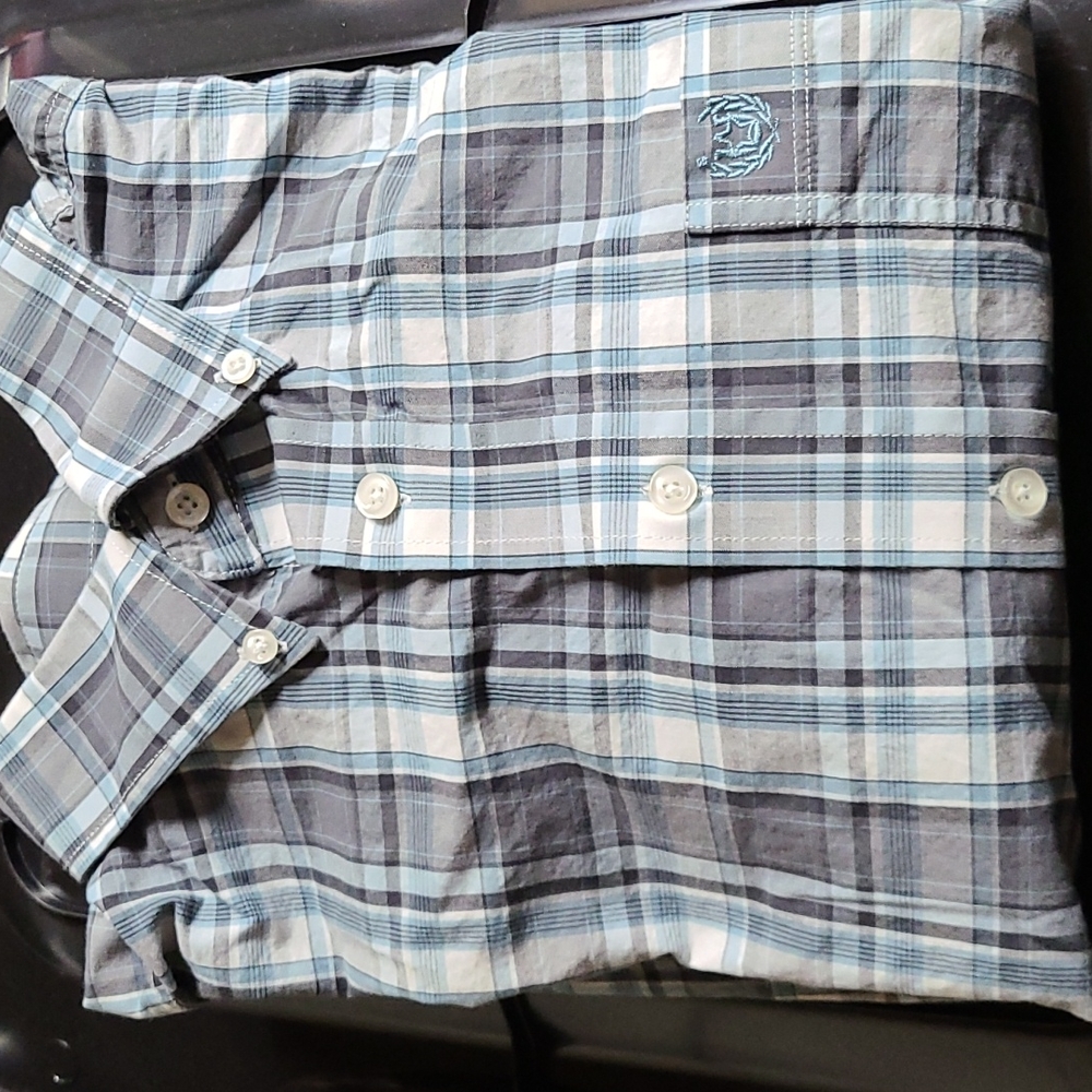 🔖3 For $10 🛍 Men's Casual Button Down Shirt - Blue Plaid - Picture 3 of 12